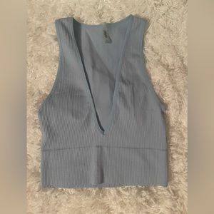 Blue V-Neck Tank Top